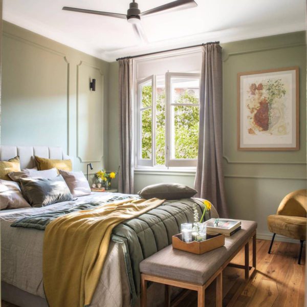 dormitorio en color verde oliva Novadecora pintores madrid pintores segovia  