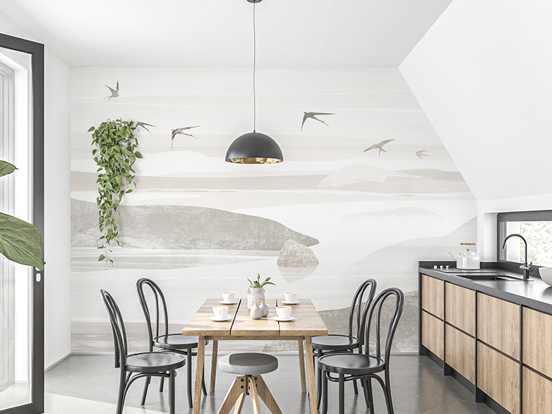 papel pintado en la cocina